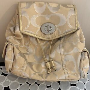 Coach Tan and Gold Women's Backpack